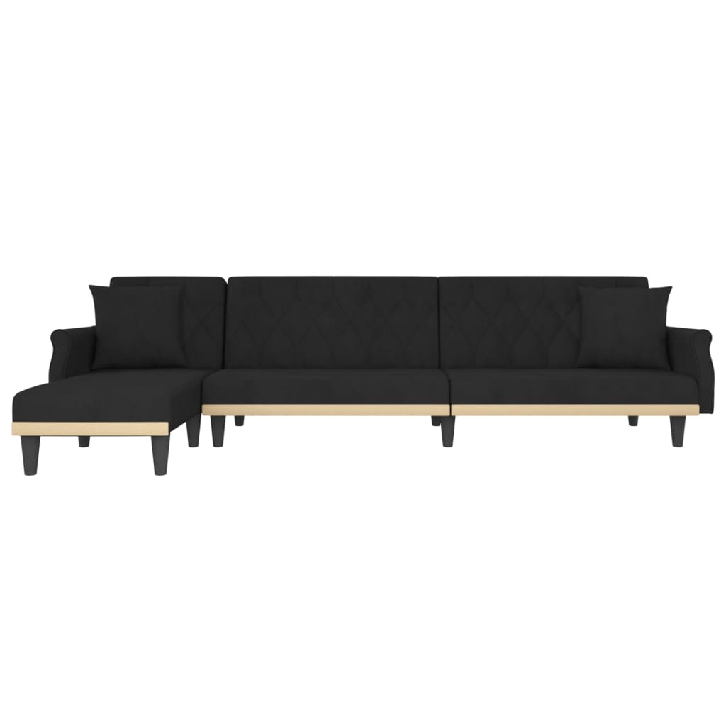 vidaXL Sofá cama en forma de L terciopelo negro 271x140x70 cm