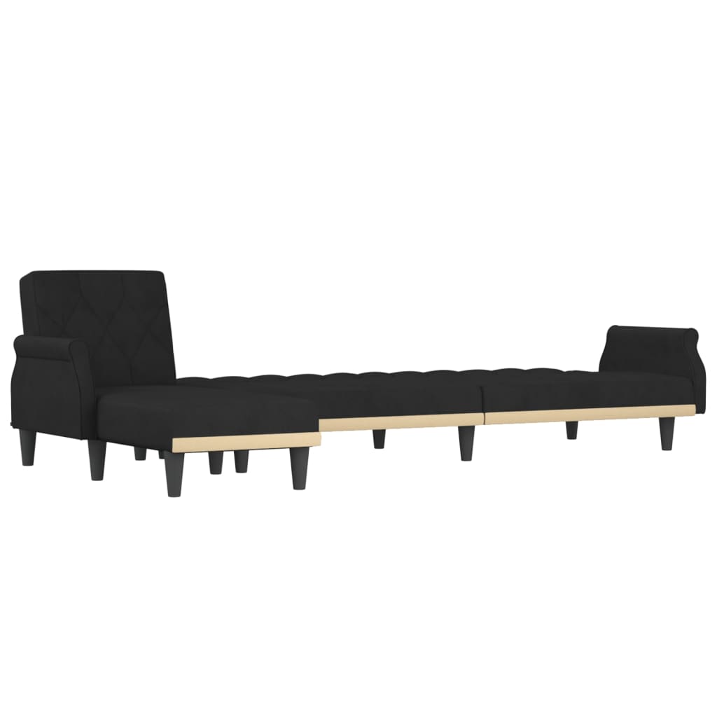 vidaXL Sofá cama en forma de L terciopelo negro 271x140x70 cm