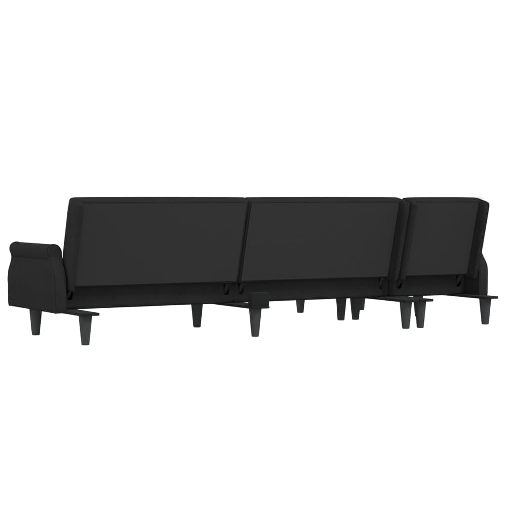 vidaXL Sofá cama en forma de L terciopelo negro 271x140x70 cm