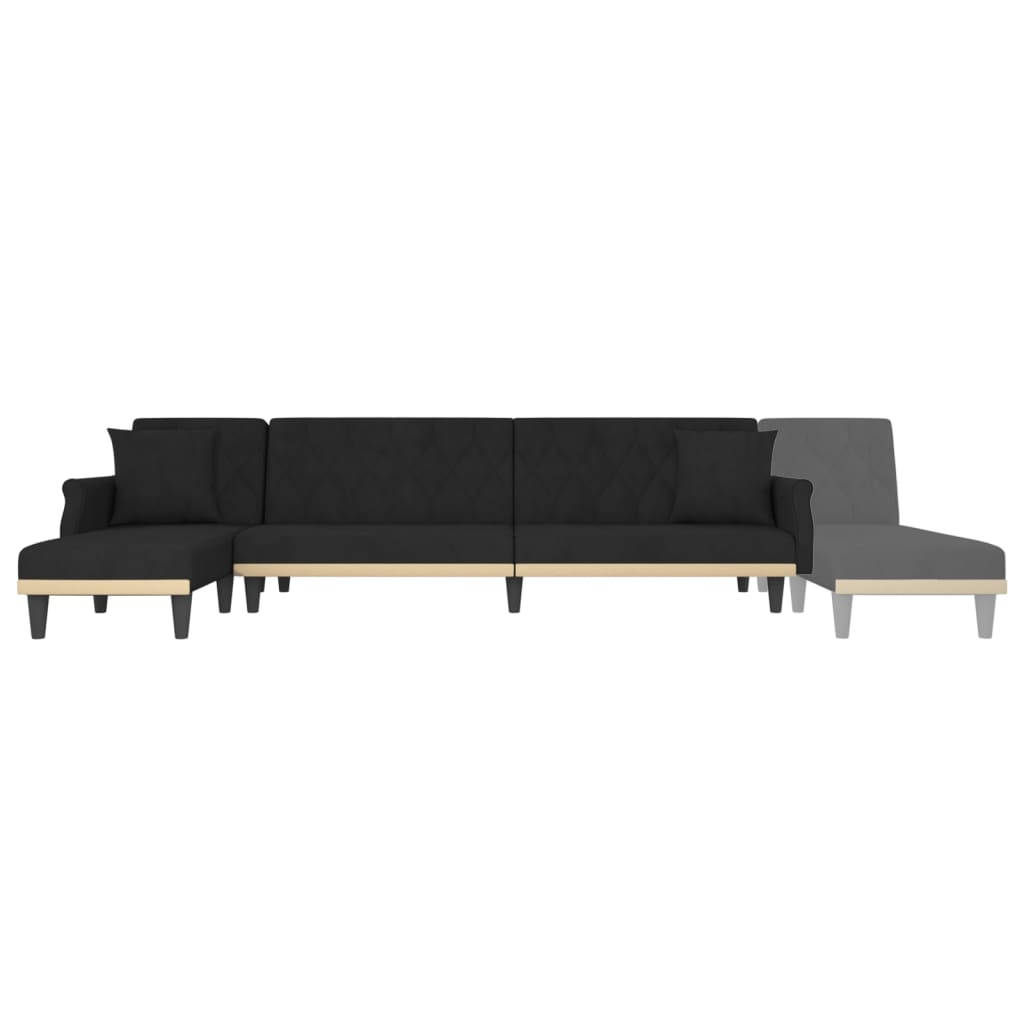 vidaXL Sofá cama en forma de L terciopelo negro 271x140x70 cm