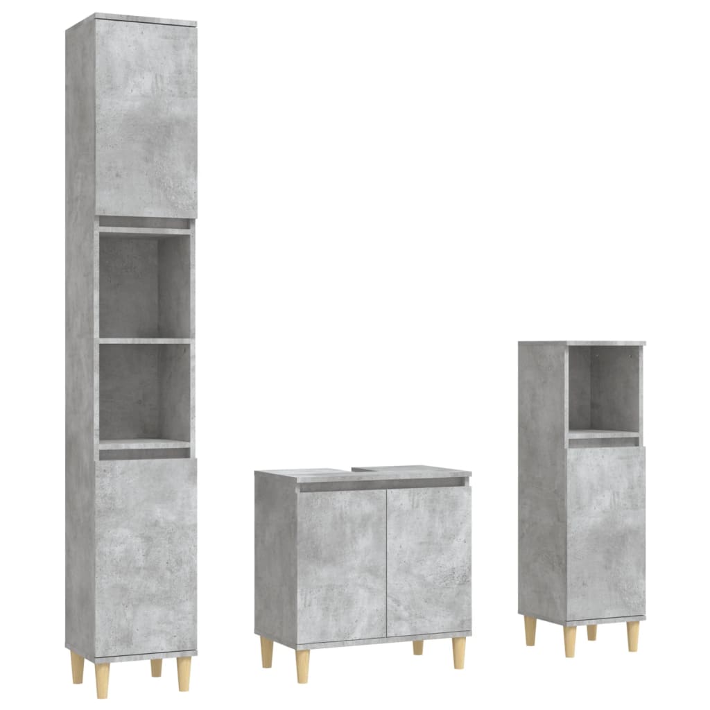 vidaXL Set muebles de baño 2 piezas madera contrachapada gris hormigón