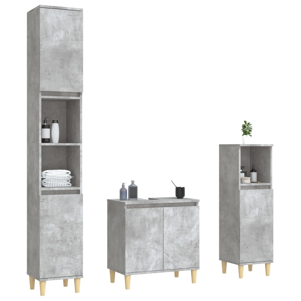 vidaXL Set muebles de baño 2 piezas madera contrachapada gris hormigón