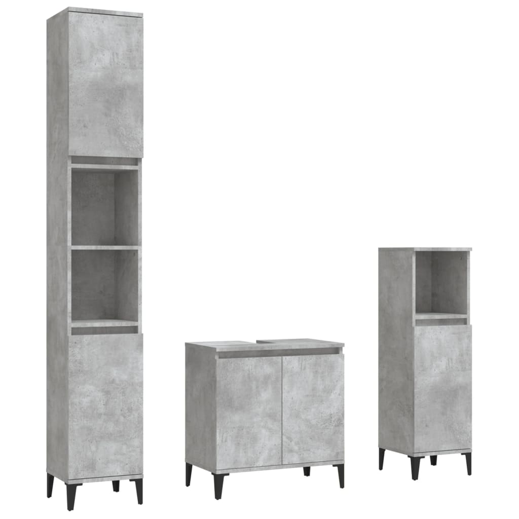 vidaXL Set muebles de baño 2 piezas madera contrachapada gris hormigón