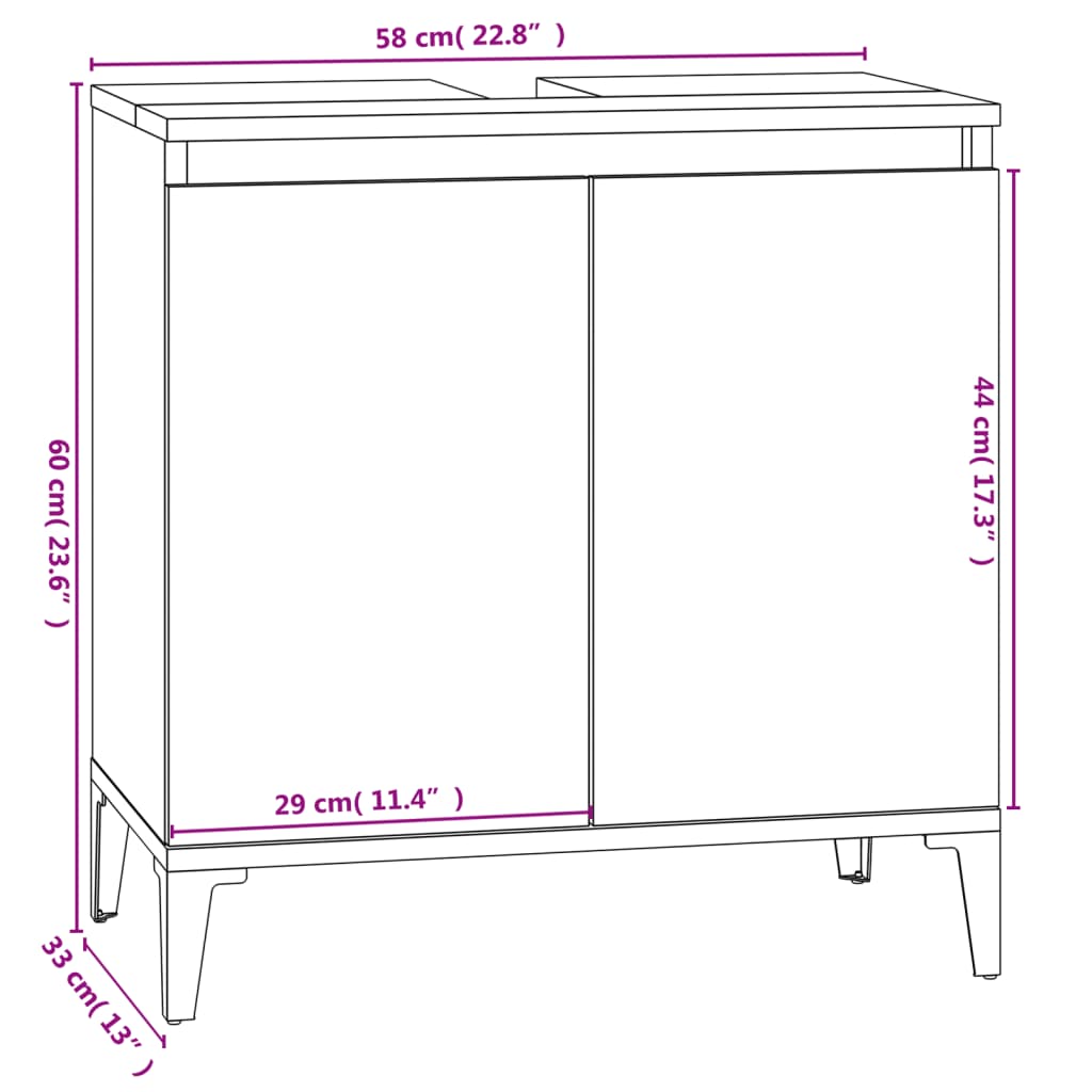 vidaXL Set muebles de baño 2 piezas madera contrachapada gris hormigón