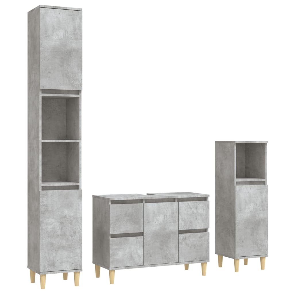 vidaXL Set muebles de baño 2 piezas madera contrachapada gris hormigón