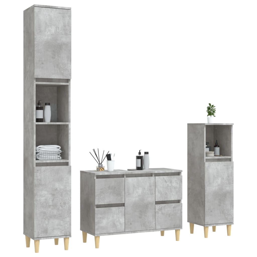 vidaXL Set muebles de baño 2 piezas madera contrachapada gris hormigón