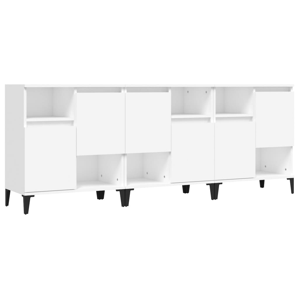 vidaXL Aparadores 3 uds madera contrachapada blanco 60x35x70 cm