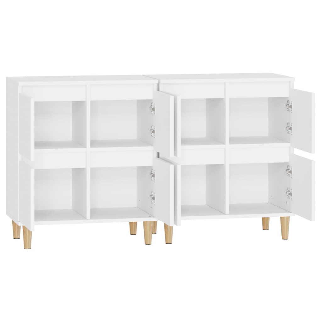 vidaXL Aparadores 2 uds madera contrachapada blanco 60x35x70 cm