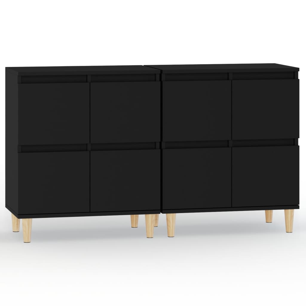 vidaXL Aparadores 2 uds madera contrachapada negro 60x35x70 cm