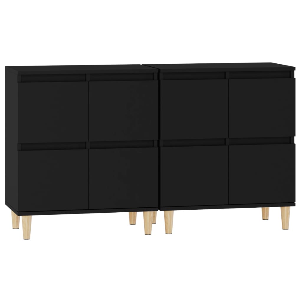 vidaXL Aparadores 2 uds madera contrachapada negro 60x35x70 cm