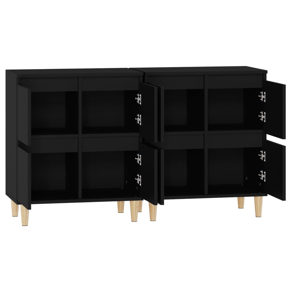 vidaXL Aparadores 2 uds madera contrachapada negro 60x35x70 cm