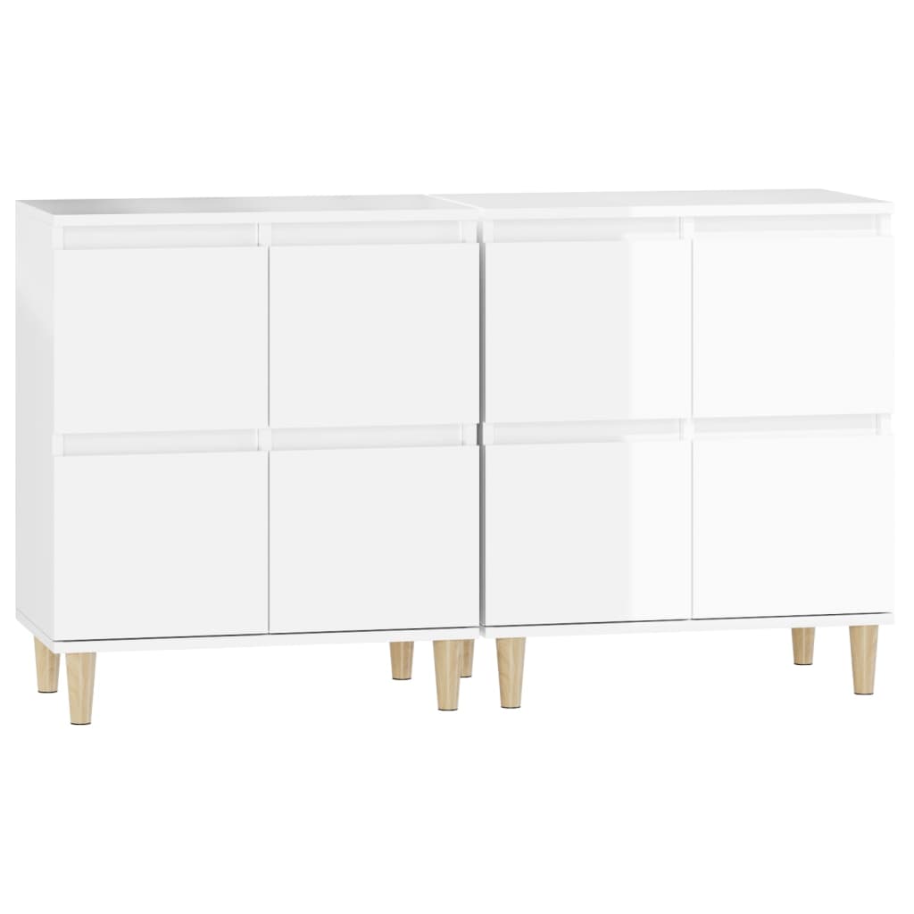 vidaXL Aparadores 2 uds madera contrachapada blanco brillo 60x35x70 cm