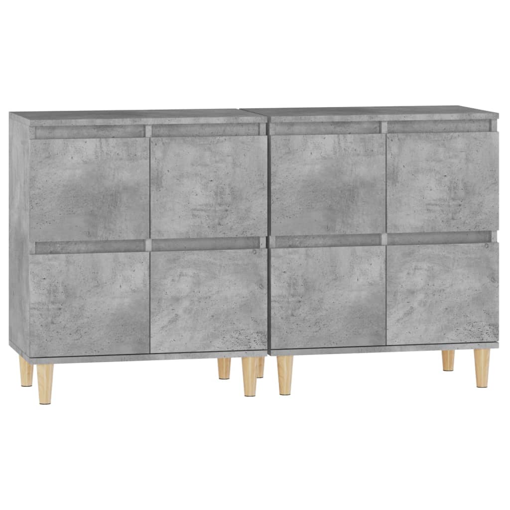 vidaXL Aparadores 2 uds madera contrachapada gris hormigón 60x35x70 cm