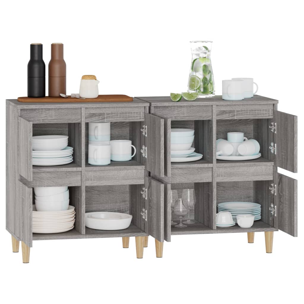 vidaXL Aparadores 2 uds madera contrachapada gris Sonoma 60x35x70 cm