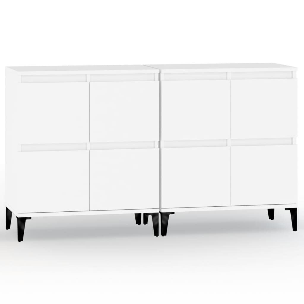 vidaXL Aparadores 2 uds madera contrachapada blanco 60x35x70 cm