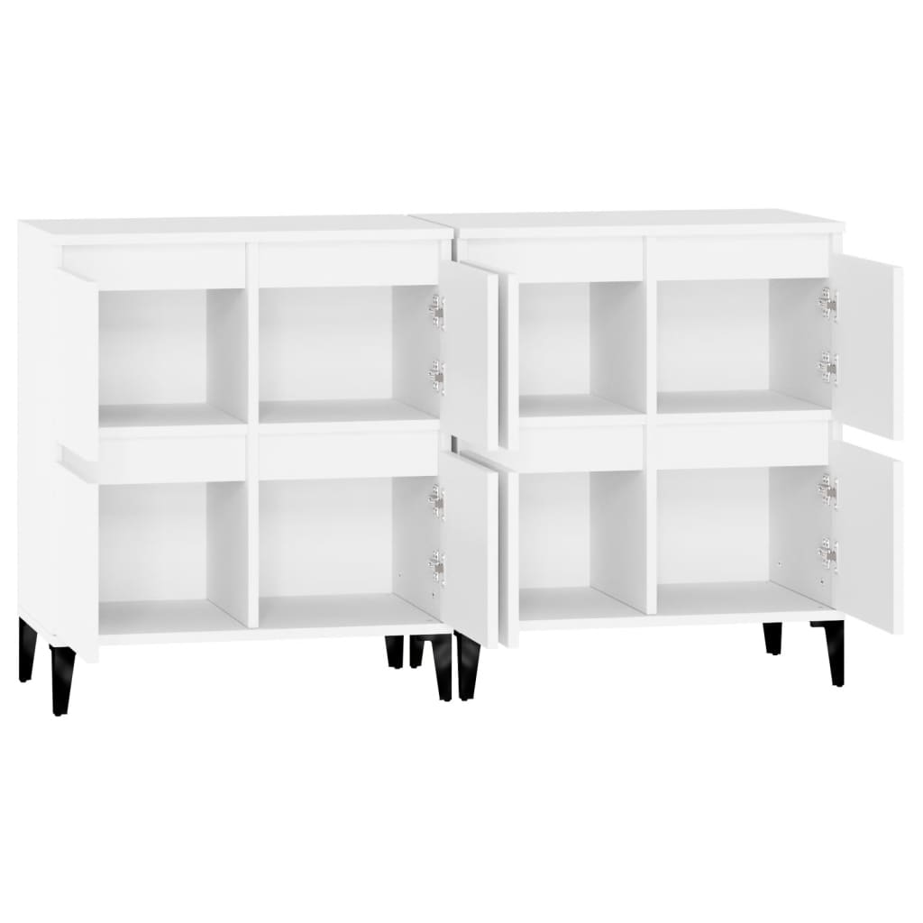 vidaXL Aparadores 2 uds madera contrachapada blanco 60x35x70 cm