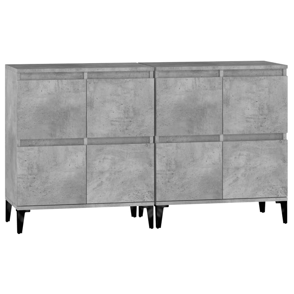 vidaXL Aparadores 2 uds madera contrachapada gris hormigón 60x35x70 cm