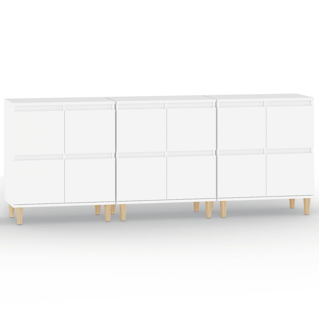 vidaXL Aparadores 3 uds madera contrachapada blanco 60x35x70 cm