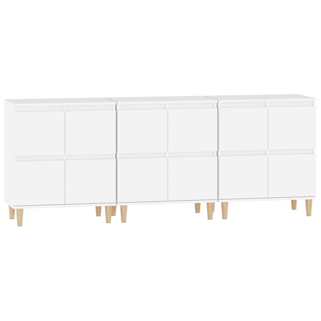 vidaXL Aparadores 3 uds madera contrachapada blanco 60x35x70 cm