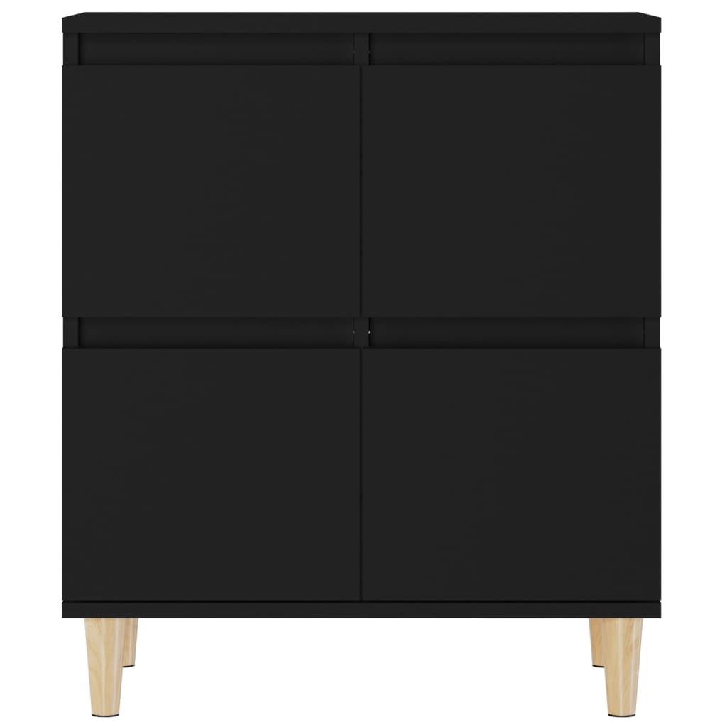 vidaXL Aparadores 3 uds madera contrachapada negro 60x35x70 cm