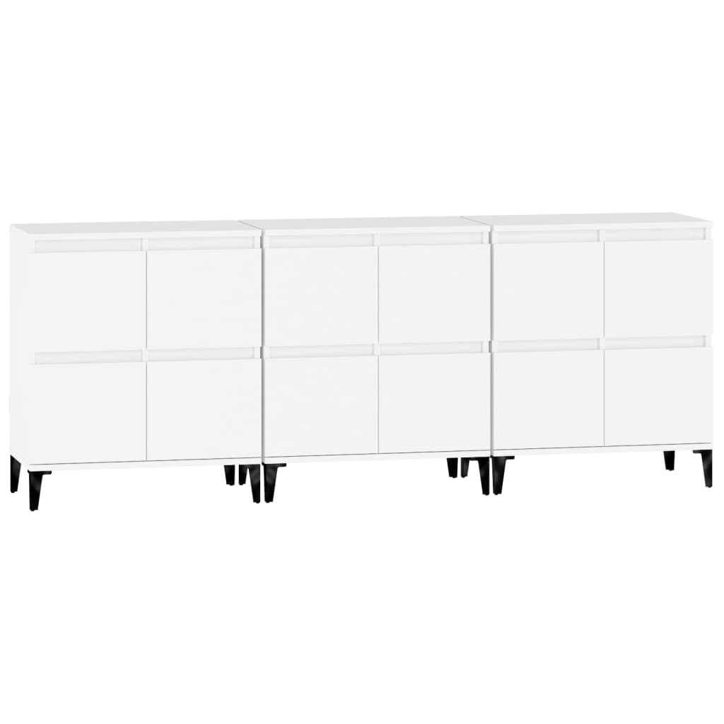 vidaXL Aparadores 3 uds madera contrachapada blanco 60x35x70 cm