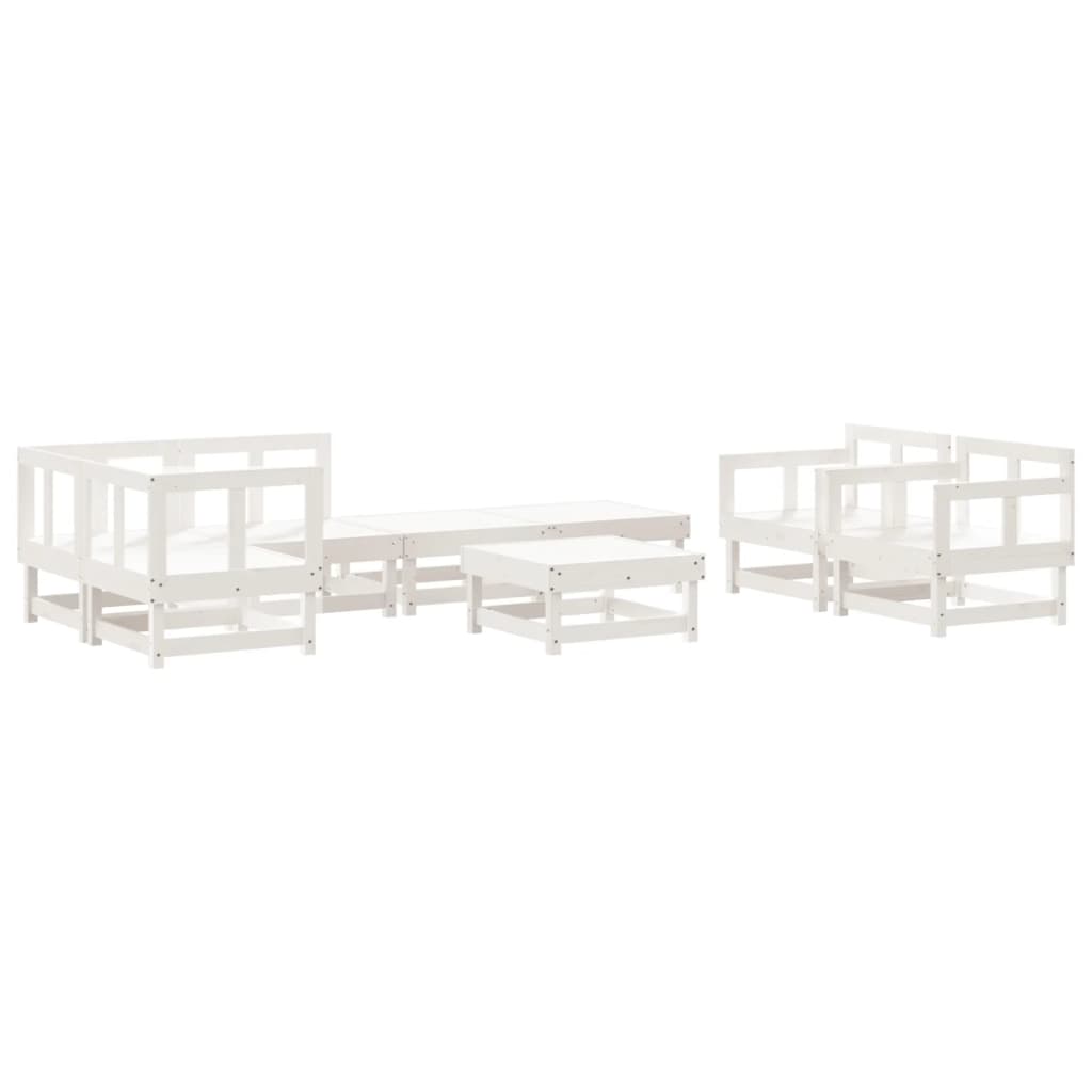 vidaXL Juego de muebles de jardín 8 piezas madera maciza pino blanco