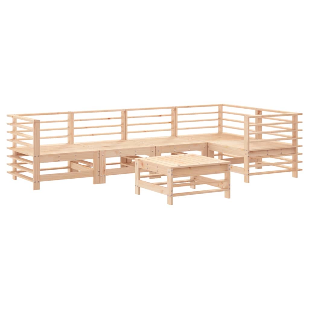 vidaXL Juego de muebles de jardín 6 piezas madera maciza de pino