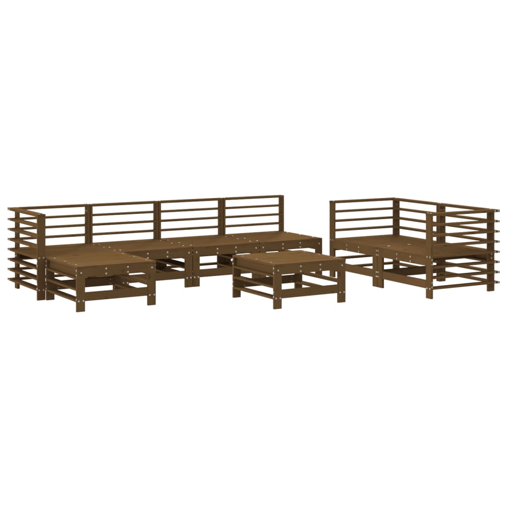 vidaXL Juego muebles de jardín 8 pzas madera maciza pino marrón miel