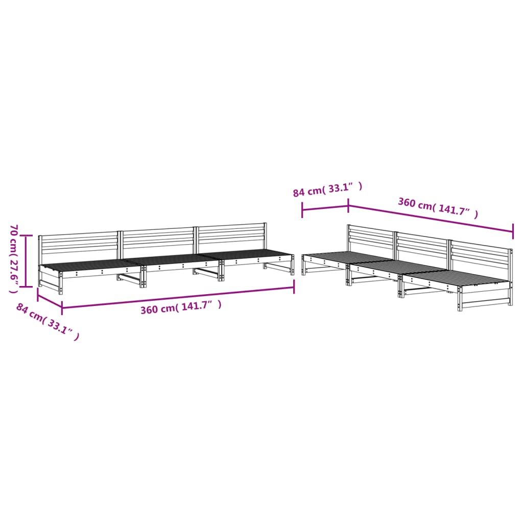 vidaXL Mesa y taburetes altos jardín 6 pzas madera maciza de pino gris