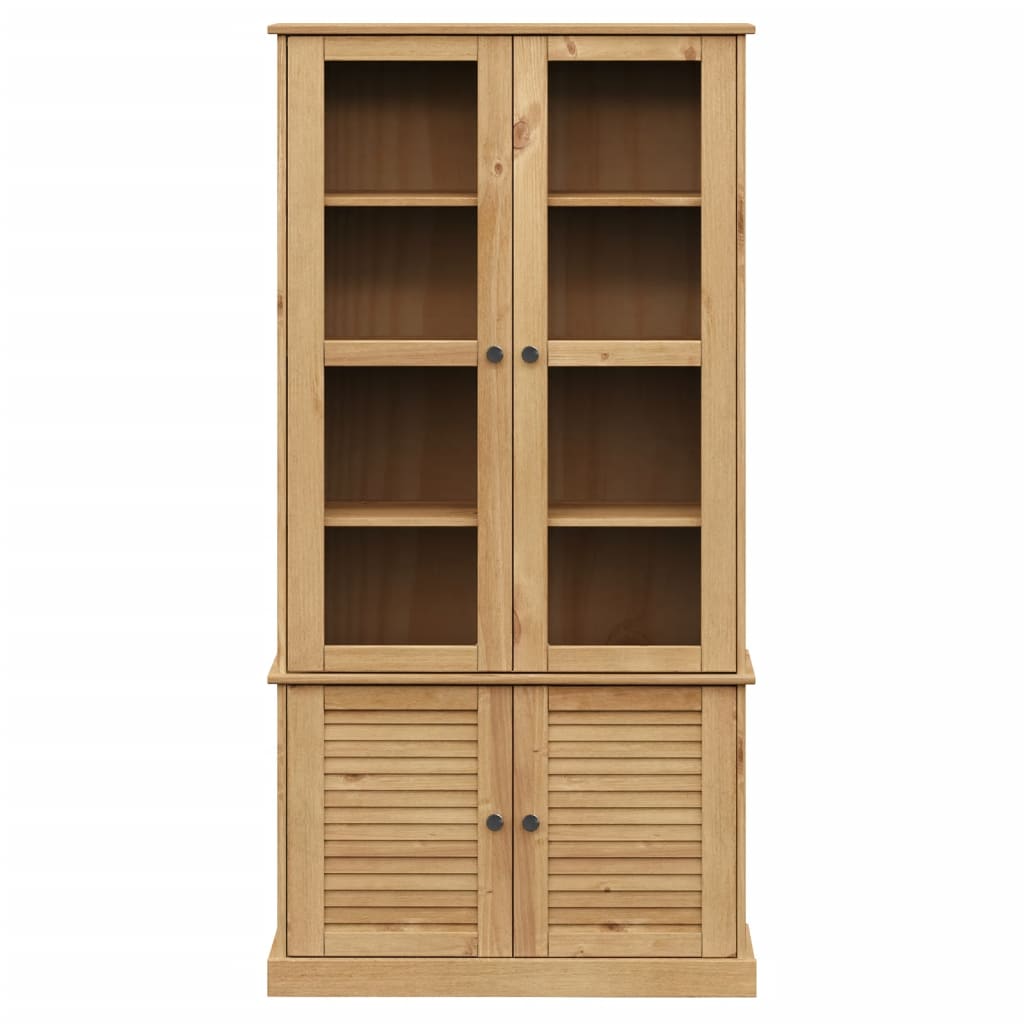 vidaXL Armario con vitrina VIGO madera maciza de pino 85x35x170 cm