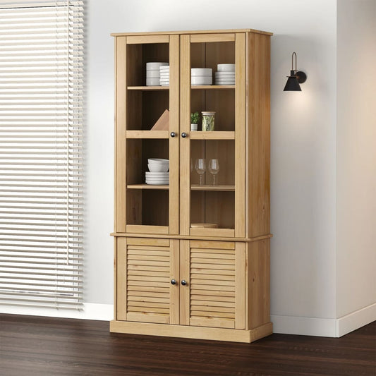 vidaXL Armario con vitrina VIGO madera maciza de pino 85x35x170 cm