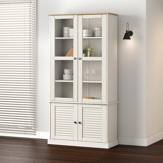 vidaXL Armario con vitrina VIGO madera maciza pino blanco 85x35x170 cm