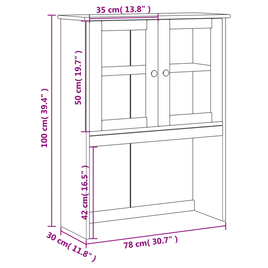 vidaXL Armario superior tocador VIGO madera de pino gris 78x30x100 cm