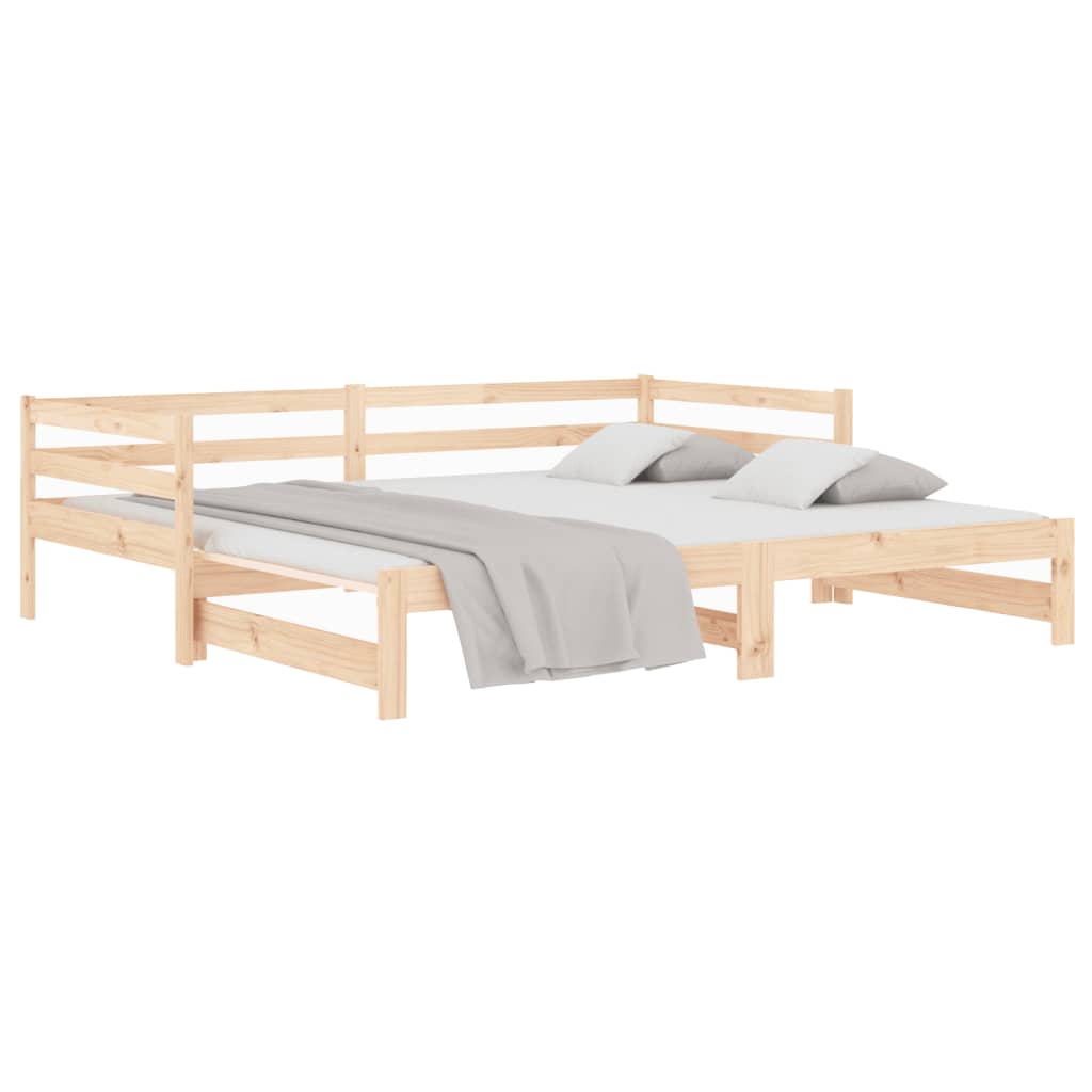 vidaXL Sofá cama extraíble madera maciza de pino 2x(90x190) cm