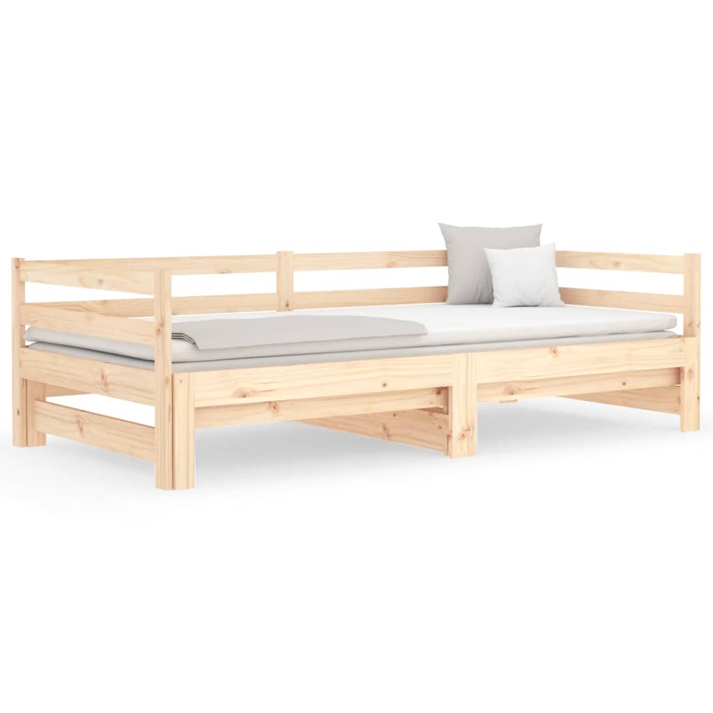 vidaXL Sofá cama extraíble madera maciza de pino 2x(90x190) cm