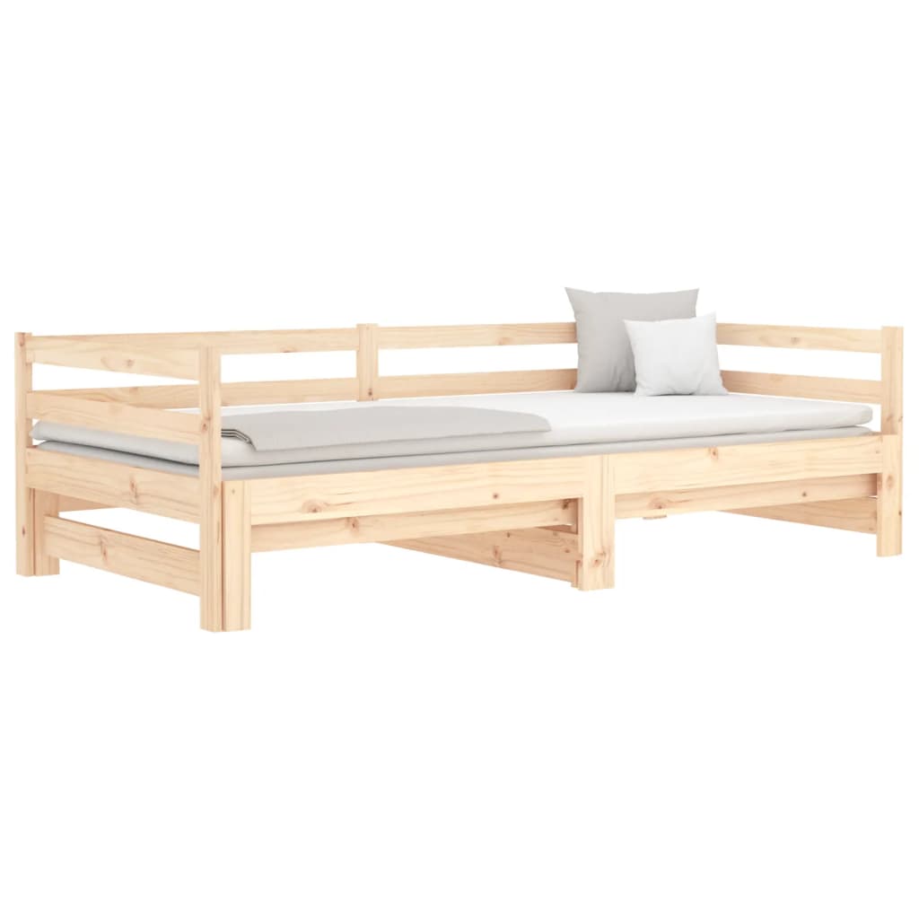 vidaXL Sofá cama extraíble madera maciza de pino 2x(90x190) cm