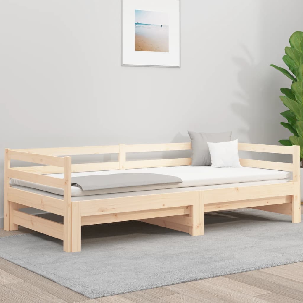 vidaXL Sofá cama extraíble madera maciza de pino 2x(90x190) cm