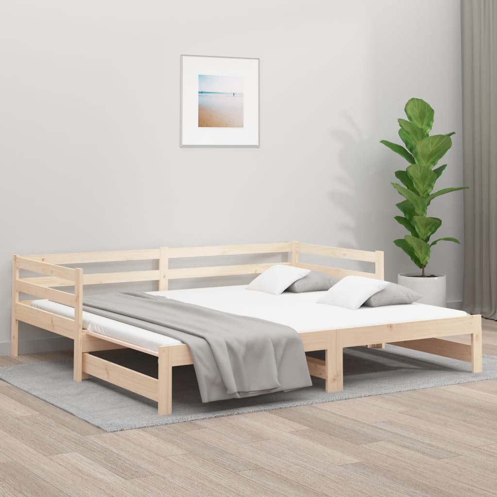 vidaXL Sofá cama extraíble madera maciza de pino 2x(90x190) cm