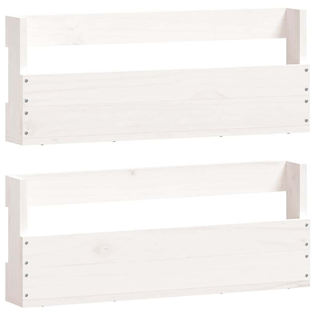 vidaXL Estantes de zapatos de pared 2 uds madera pino blanco 59x9x23cm