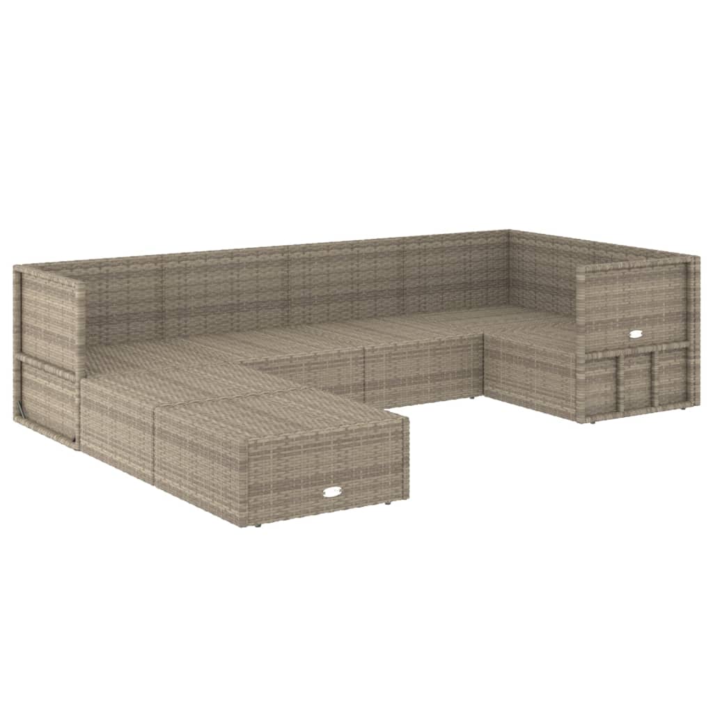 vidaXL Set de muebles de jardín 7 pzas y cojines ratán sintético gris