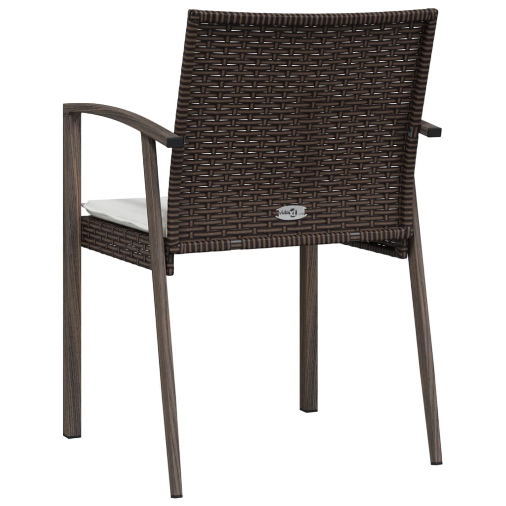 vidaXL Sillas jardín cojines 6 uds ratán sintético marrón 56,5x57x83cm