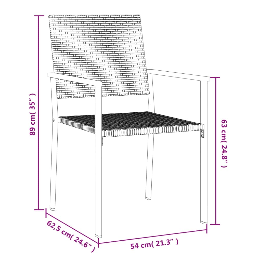 vidaXL Sillas de jardín 4 uds ratán sintético negro 54x62,5x89 cm