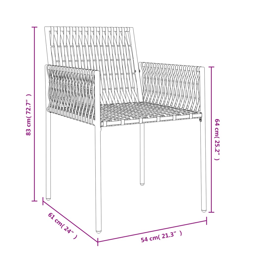 vidaXL Sillas jardín y cojines 4 uds ratán sintético marrón 54x61x83cm