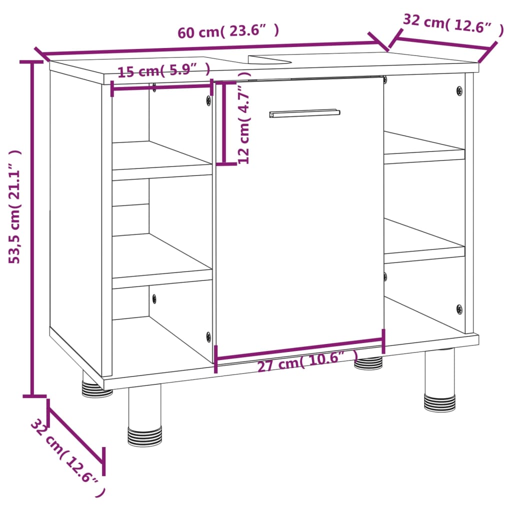 vidaXL Set de muebles baño 3 pzas madera contrachapada roble ahumado