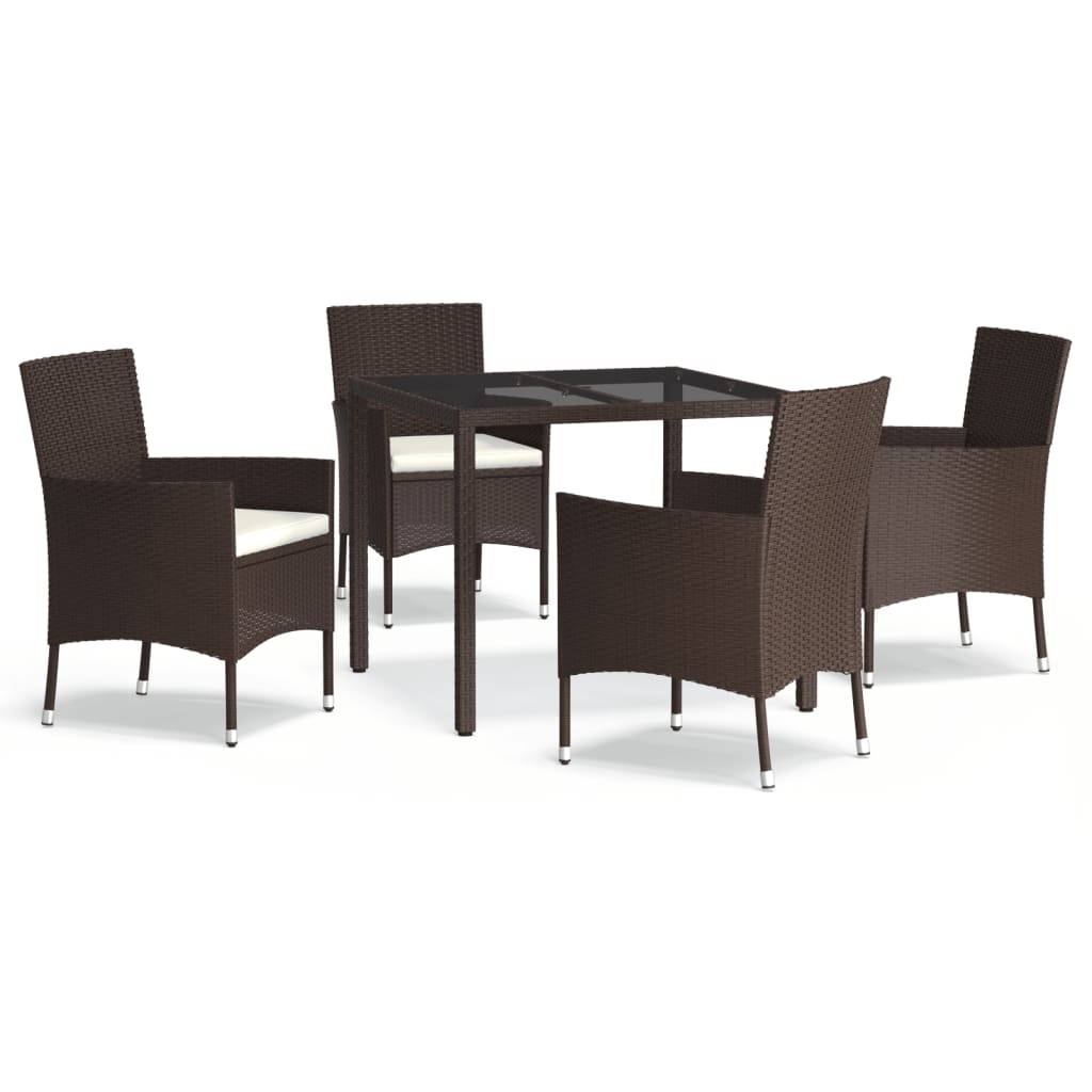 vidaXL Set comedor de jardín 5 piezas y cojines ratán sintético marrón