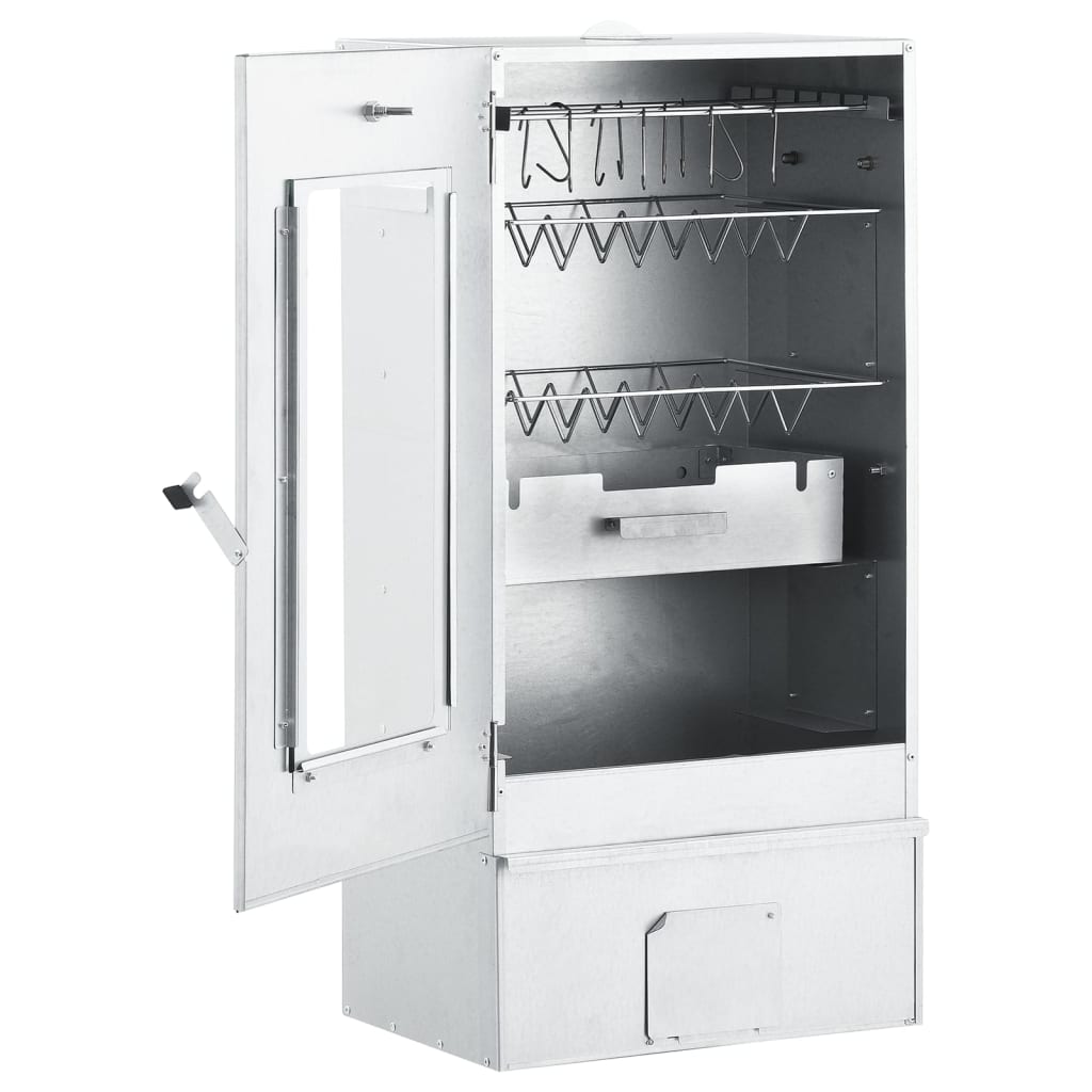 vidaXL Horno ahumador de barbacoa con mesa acero galvanizado