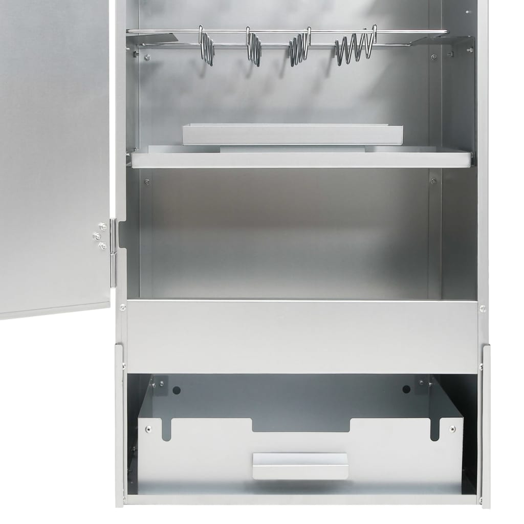 vidaXL Horno ahumador de barbacoa con mesa acero galvanizado