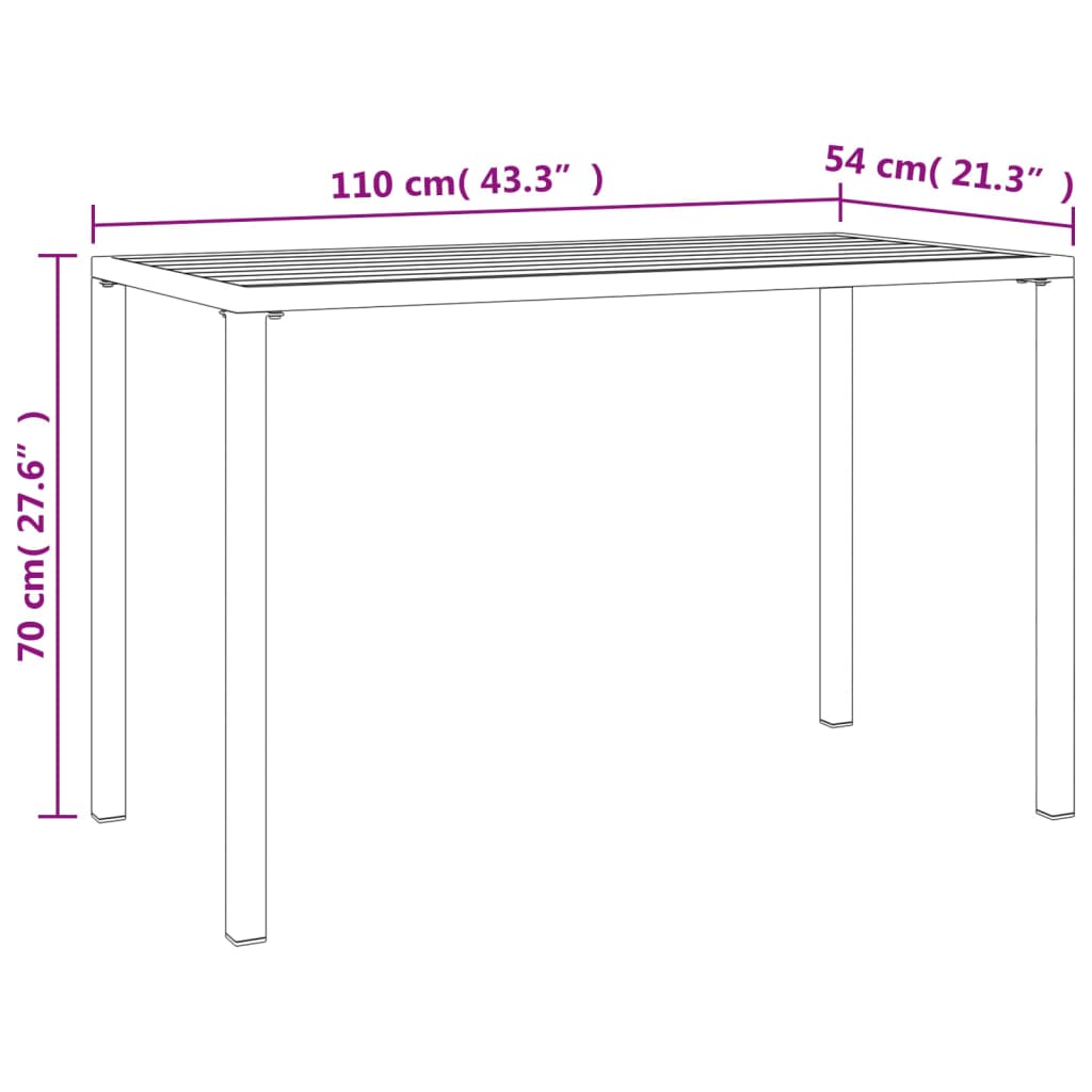 vidaXL Mesa de comedor para jardín acero gris antracita 110x54x70 cm