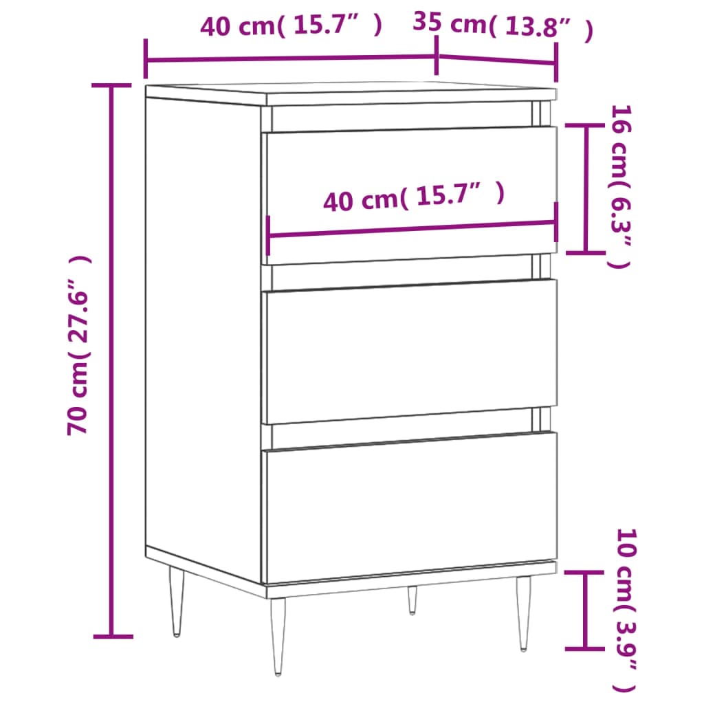 vidaXL Aparador madera de ingeniería roble ahumado 40x35x70 cm