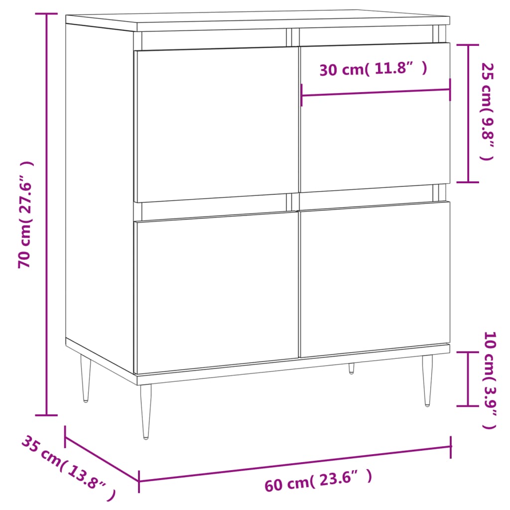 vidaXL Aparador madera contrachapada marrón roble 60x35x70 cm